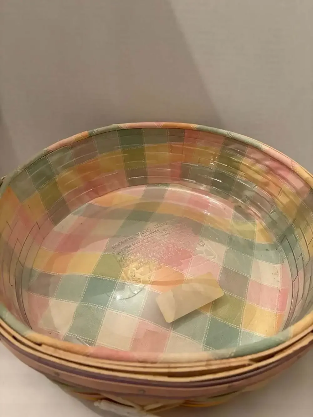 Longaberger 2001 Edition Handwoven Easter Basket with Pastel Accents and Bunny
